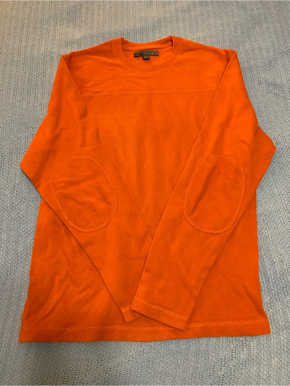 Old Navy Orange Crewneck Long Sleeve Top with Elbow Patches